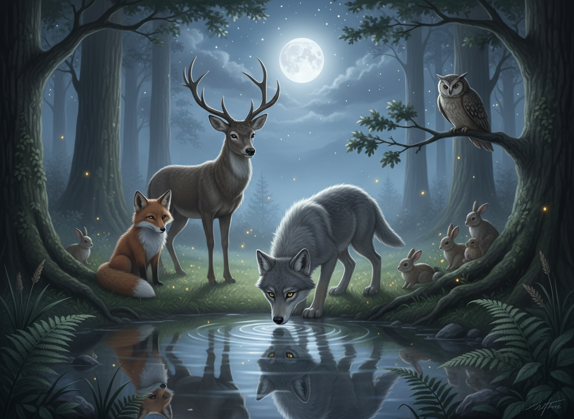 Petit loup s'approche de l'eau pour boire...