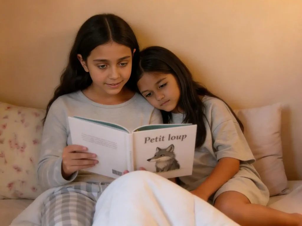 Roxanne raconte une histoire à Neha