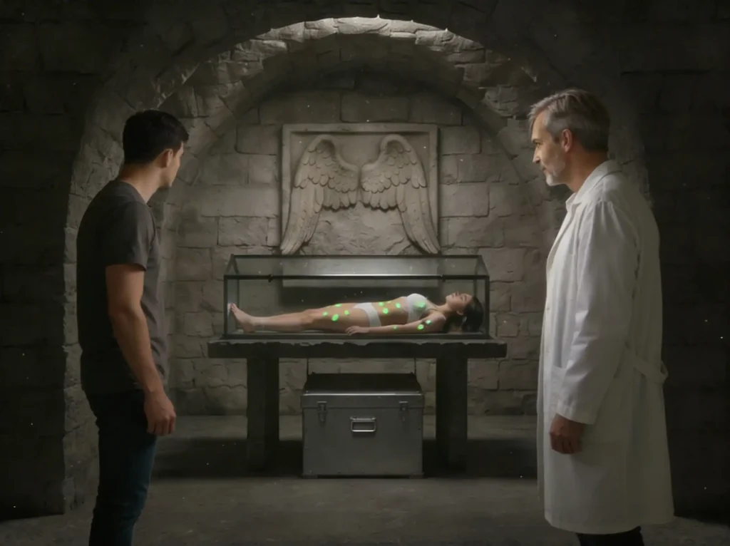 Aléïc et Serge devant Aisha morte, mais mise en "standby"