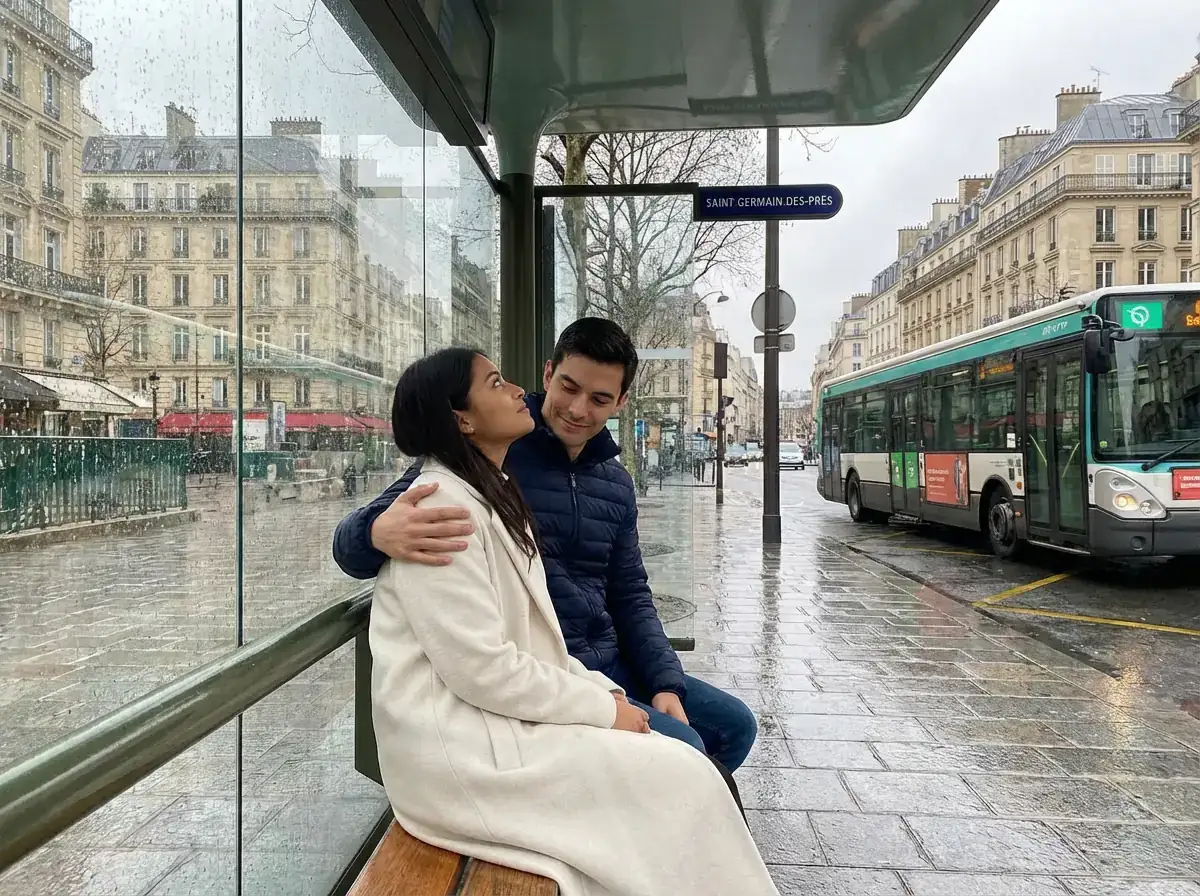 À un arrêt de bus, Aisha et Aléïc laisse passer l'émotion d'une révélation bouleversante.
