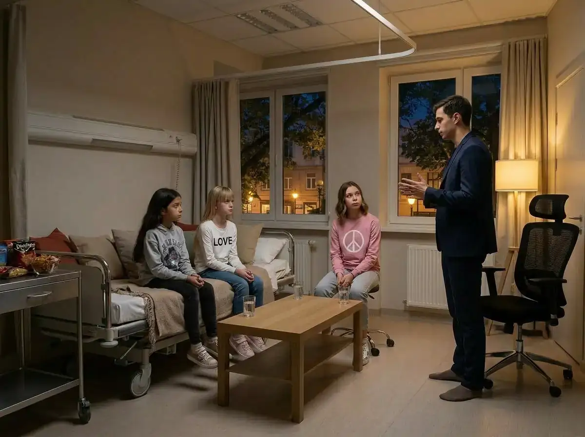Aléïc explique ses intentions à Roxanne, Léonie et Alice.