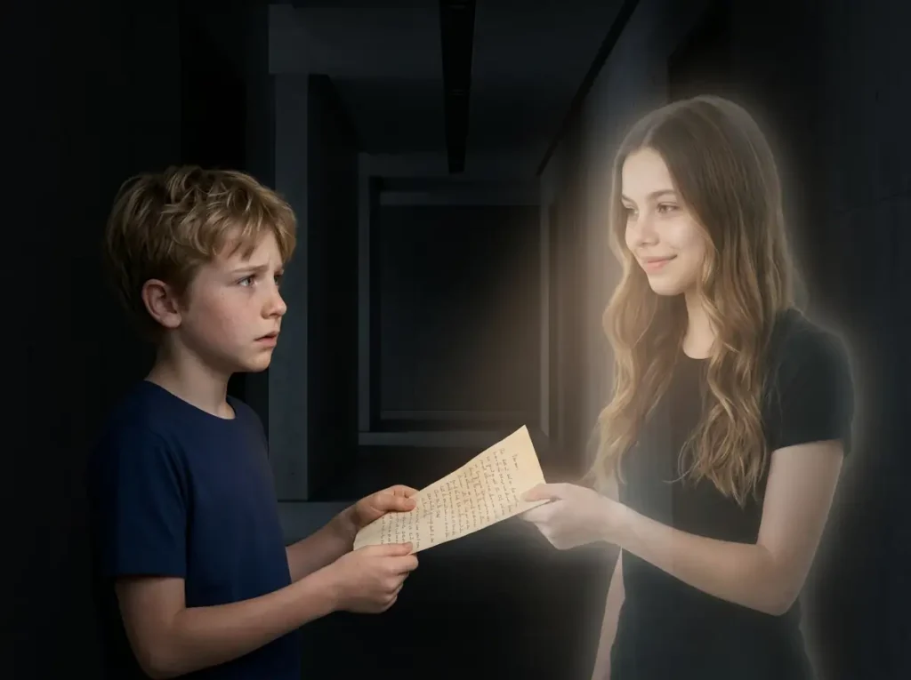 Aaron se fait le messager de Élise, pour remettre une lettre à Calie