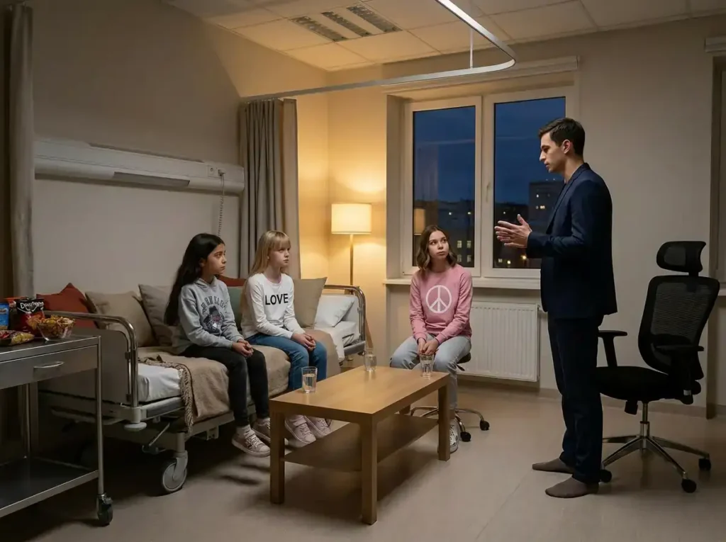 Aléïc explique ces intentions à Roxanne, Léonie et Alice.