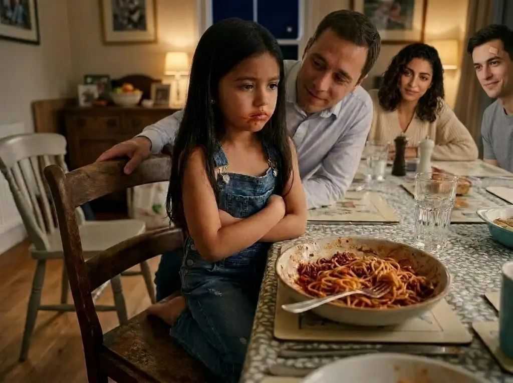 Néha rappelle l'un des objectifs du projet pour Saint Camille devant un plat de pâtes à la Bolognaise.
