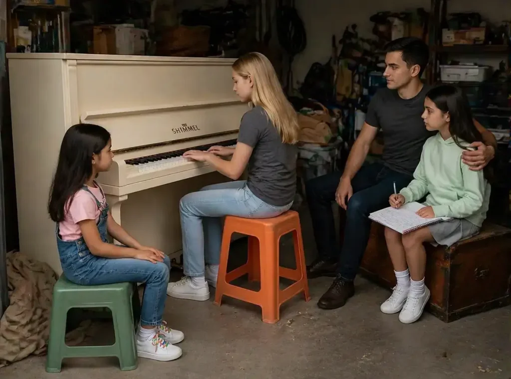 Aléïc, Florence, Néha et Roxanne compose une chanson pour Aisha.